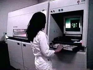 A Selective Laser Sintering machine being used at the Centro de Pesquisas Renato Archer in Brazil to sinter metals and ceramics.