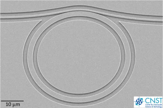 Microfabricated ring resonator.